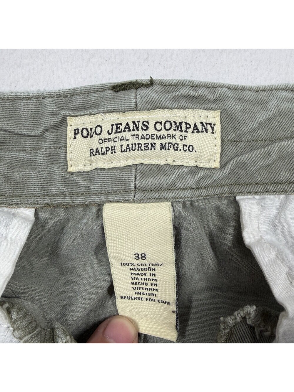 Vintage Polo Ralph Lauren Short Mens 38 Green Cargo Jeans Co Military - Picture 7 of 11